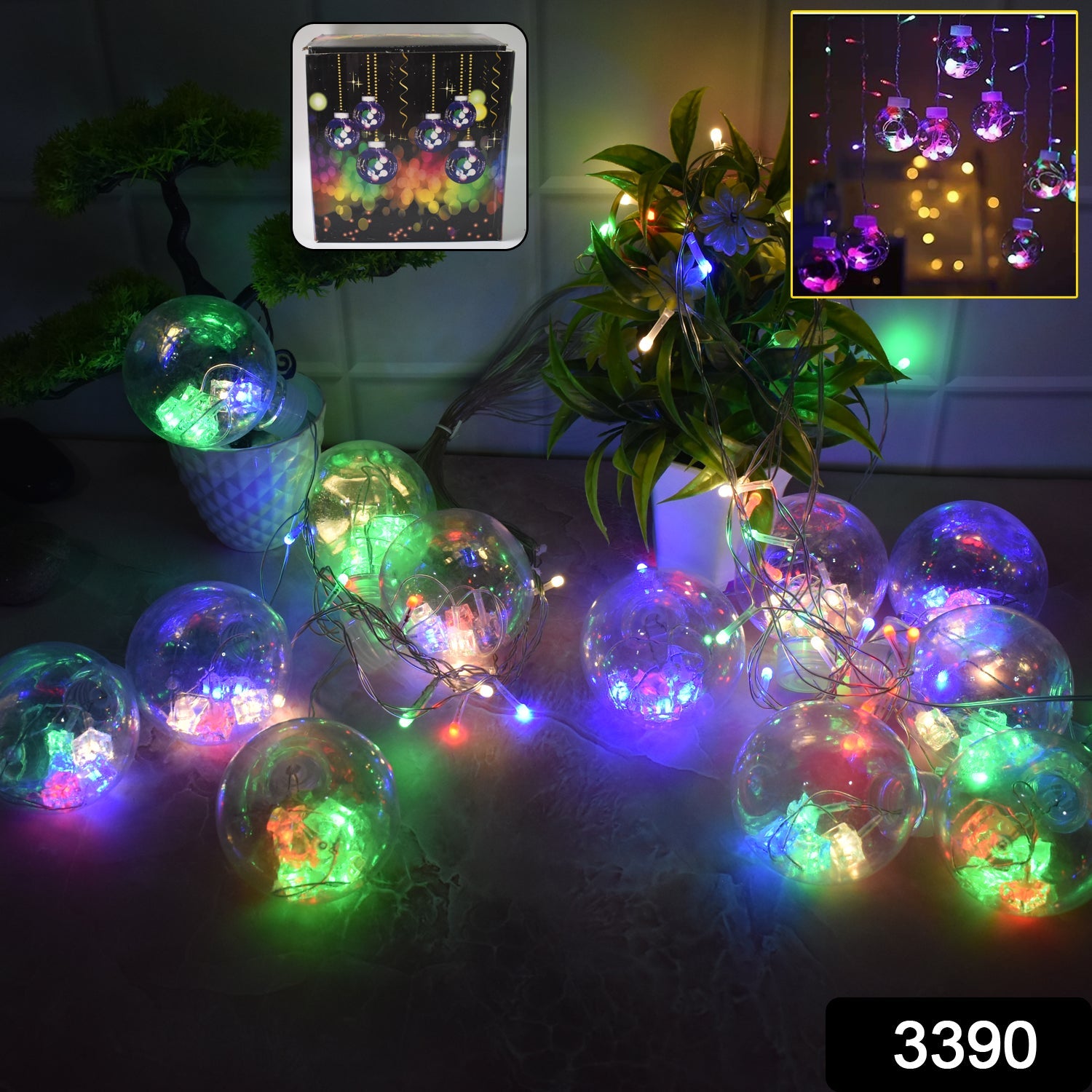 12 Wish Balls Window Curtain String Lights with 8 Flashing Modes Decoration for Home Decoration, Diwali & Wedding LED Christmas Light Indoor and Outdoor Light ,Festival Decoration (Plastic, Multi Color) 12 Wish Balls Window Curtain String Lights with 8 Flashing Modes Decoration for Home Decoration, Diwali & Wedding LED Christmas Light Indoor and Outdoor Light ,Festival Decoration (Plastic, Multi Color)